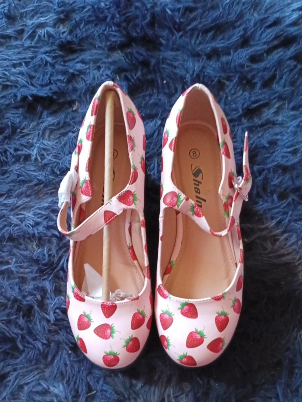Strawberry Print Mary Jane Chunky Shoes